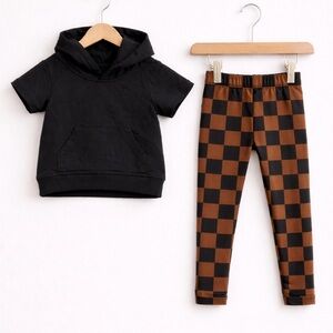 Little Bipsy hoodie + Rebel Bro checkered set 12-18M